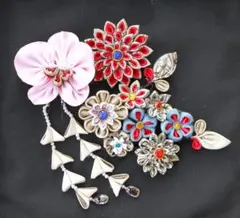 つまみ細工髪飾り　花モチーフ 和装小物セット