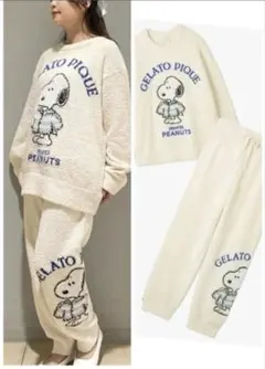ジェラートピケ スヌーピー柄プルオーバー&ロングパンツ