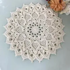 No.50 ハンドメイド レース編みドイリー きなり