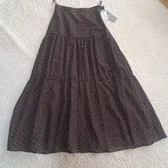 [新品タグ付き]　ナノユニバース　スクエアティアードスカート　マキシ丈　ドット柄
