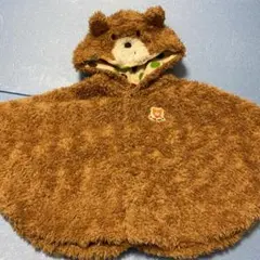 美品ミキハウス　ホットビスケッツ★マイクロファーふわふわマント・ケープ60〜90