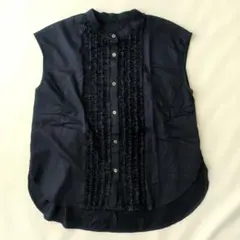 新品】untitled アンタイトル 半袖 フリルブラウス 黒 2 Mサイズ 