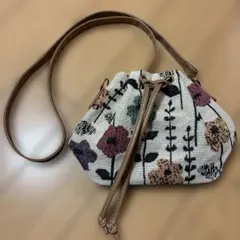 花柄 巾着ショルダーバッグ ポーチショルダーバッグ