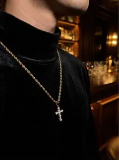 クロスネックレス ゴールド ストーン メンズ ストリート系
