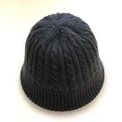 ケーブル編みニット バケットハット ブラック 帽子