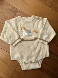 Cottoli 馬刺繍 ニットロンパース　70