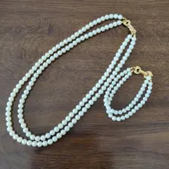 パール調2連ネックレス＆2連ブレスレット　2点セット　バラ売り不可　匿名配送