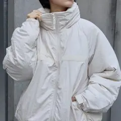 2WAY 撥水ナイロン ビッグシルエット ミリタリーショート中綿ジャケット