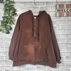 Shiny by Nature ジップアップパーカー L ブラウン しわ色落ち有