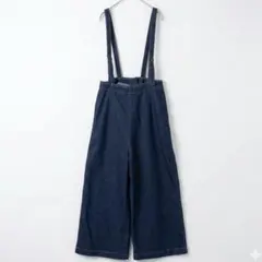 ルシエル デニム　サロペット ワイドパンツ インディゴブルー　 L ゆったり