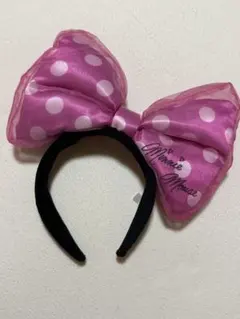 ❤️ミニーマウス 水玉リボンカチューシャピンク❤️