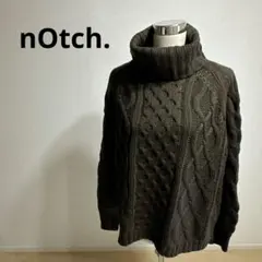 notch.】 ケーブル編み タートルネック ブラウン ボリュームニット