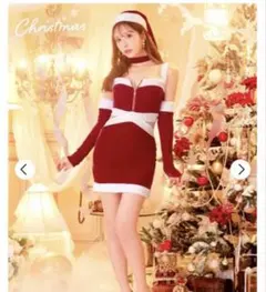 DAZZY ［4点SET］フロントジップカットアウトサンタワンピースセット