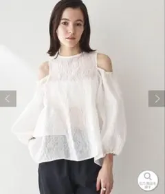 美品✨ウィムガゼット フリルネックボリュームブラウス 黒 コットン 
