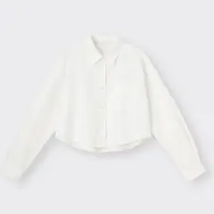 GU　オックスフォードショートシャツ　ホワイト　クロップド　ショート