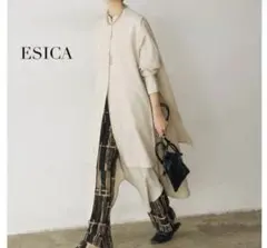 美品　エシカ　スラブジョーゼットレイヤードワンピース esica ESICA