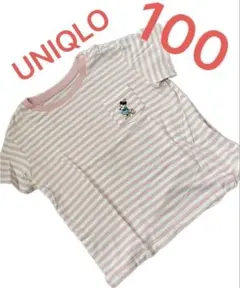 UNIQLO ミニーちゃん ピンクボーダー Tシャツ 100サイズ