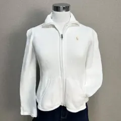 ラルフローレン ニット ポニー ジップアップ トップス アウター ホワイト 美品