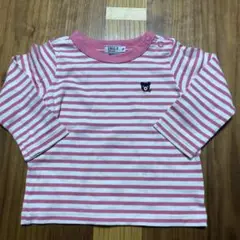 長袖Tシャツ ピンクと白のストライプ クマ刺繍Fsize❣️
