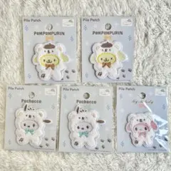 セリア　サンリオ　パイルワッペン　ふわふわスノー　5点セット