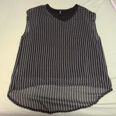 DIRZ ストライプ Vネック 半袖シャツ Lsize