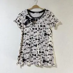 GALLERY VISCONTI 半袖Tシャツ リボン柄 パール装飾　サイズ2のサムネイル