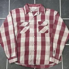80s FIVE BROTHER【コットンネルシャツ　赤白　XL】