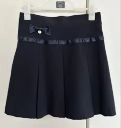 フォーマル プリーツスカート ネイビー リボン付き