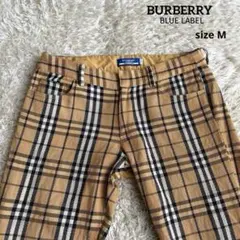 【✨美品】バーバリー ブルーレーベル 総ノバチェックパンツ ホースロゴ刺繍 M