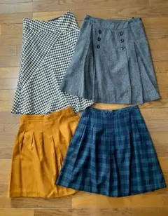 秋冬 膝丈スカート earth music&ecology 千鳥 チェック 4枚