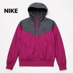 NIKE ナイキ ウィンドブレーカー レディース L グレー ピンク フード付き