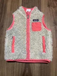 patagonia フリースベスト 12-18Ｍ ベージュ・ピンク