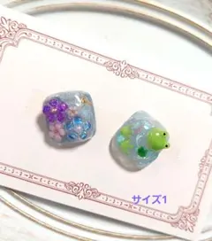 フットネイル★梅雨ネイル紫陽花カエルレインボーマグネット個性的韓国ユニークお花