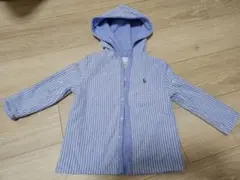【極美】ラルフローレン　フード付きカーディガン　ストライプブルー　18M85cm