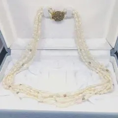 【テリ最強】本真珠 ロングパール パールネックレス 5連ネックレス K14 良品