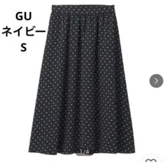 GU gu ジーユー　ドット　水玉　フレアスカート　ネイビー　sサイズ
