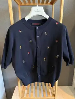 【美品】CABaN GREEN SHOWERハーフスリーブカーディガン　ネイビー