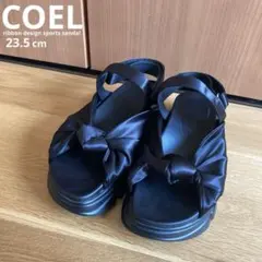 極美品！COELコエル　リボンスポーツサンダル　23.5cm　ブラック 黒のサムネイル