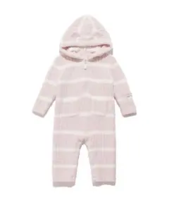 gelato piqueべビモコリブボーダーロンパース ピンクと白70-80cm