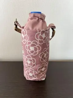 ハンドメイド ペットボトルホルダー 保冷 カメリア柄 ピンク 保冷 ペットボトルホルダー 花柄 カメリア柄 ピンク ハンドメイド