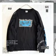 希少【GU】鬼滅の刃　善逸コラボ　アニメ　プリント　Tシャツ　長袖
