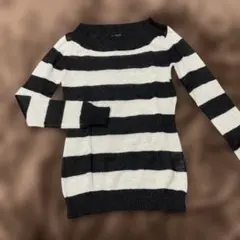 【イトキン】モヘヤ混　ラメボーダーカットソー