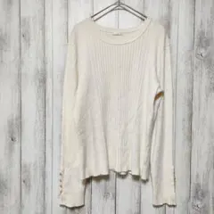 GU ジーユー (XL)　リブ ボタンスリーブセーター　メタル釦　大きいサイズ