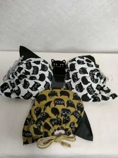 猫柄 巾着袋 3点セット　ハンドメイド
