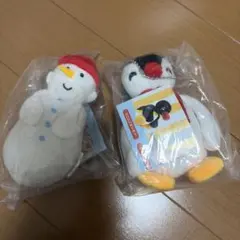 ピングー 雪だるま ぬいぐるみ マスコット 2点セット