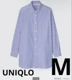 UNIQLO コットンストライプシャツ　ブルー　長袖シャツ　448811