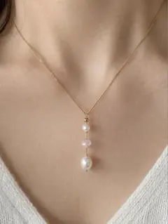 淡水パール　ネックレス　天然石　金属アレルギー対応　サージカルステンレス