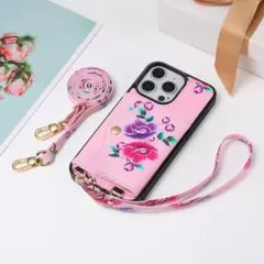 iPhoneケース 花柄 ショルダー 肩掛け スマホカバー スマホケース スマホ