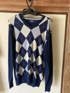 POLO ダイヤモンド柄 ネイビー セーター M