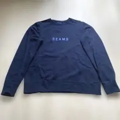 BEAMS ロゴネイビー クルーネックスウェット　トレーナー